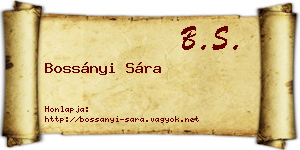 Bossányi Sára névjegykártya